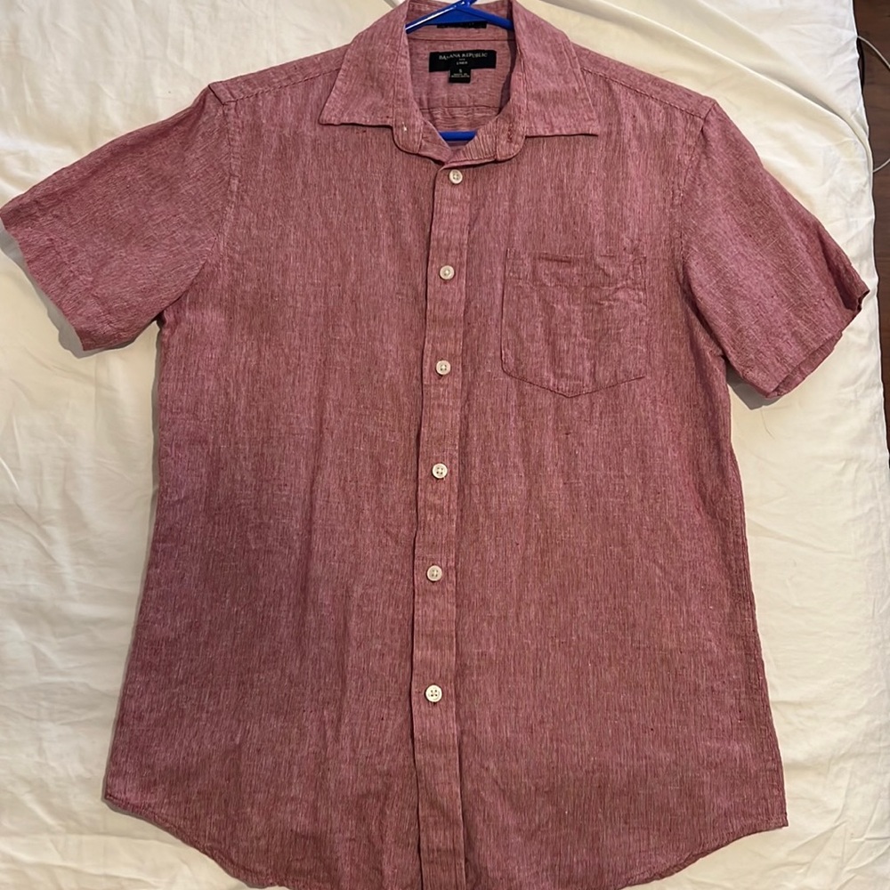 Banana Republic Linen Button Down. Pink, men’s small.